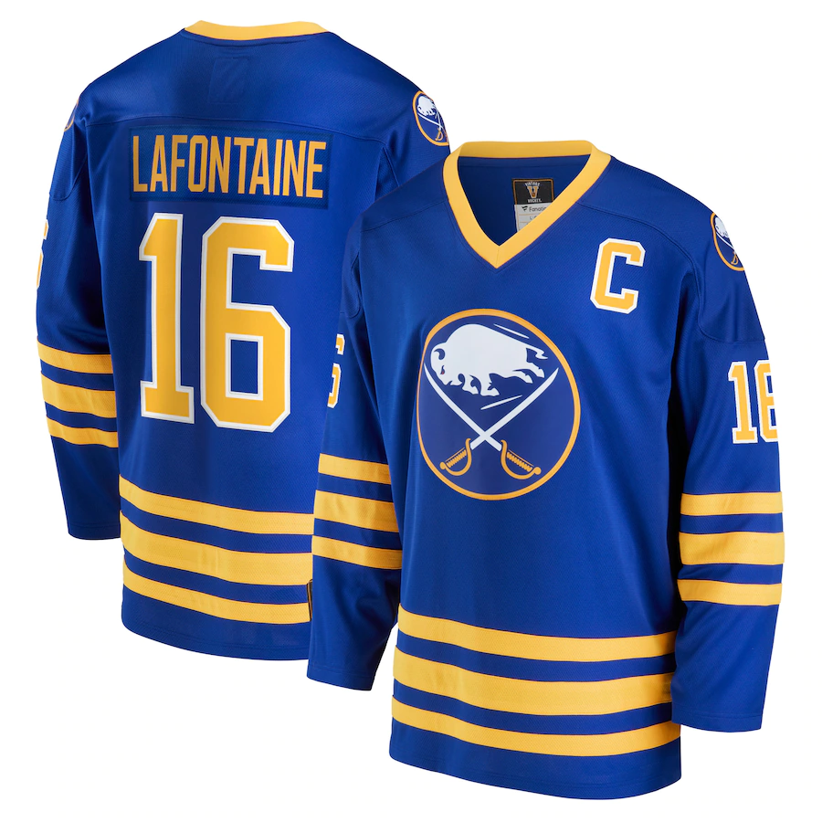Men's Buffalo Sabres Pat LaFontaine Royal Replica Player Jersey