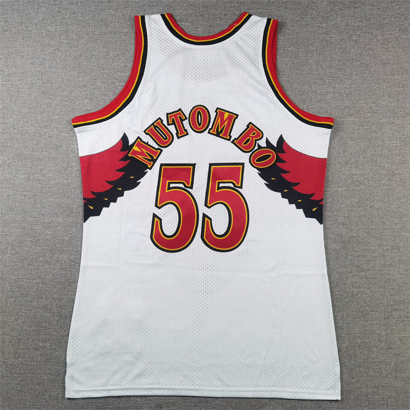 Men's Atlanta Hawks Dikembe Mutombo White 1996-97 Hardwood Classics Swingman Jersey