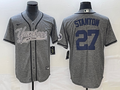 Men's New York Yankees Giancarlo Stanton Gray Game Jersey Joint Edition