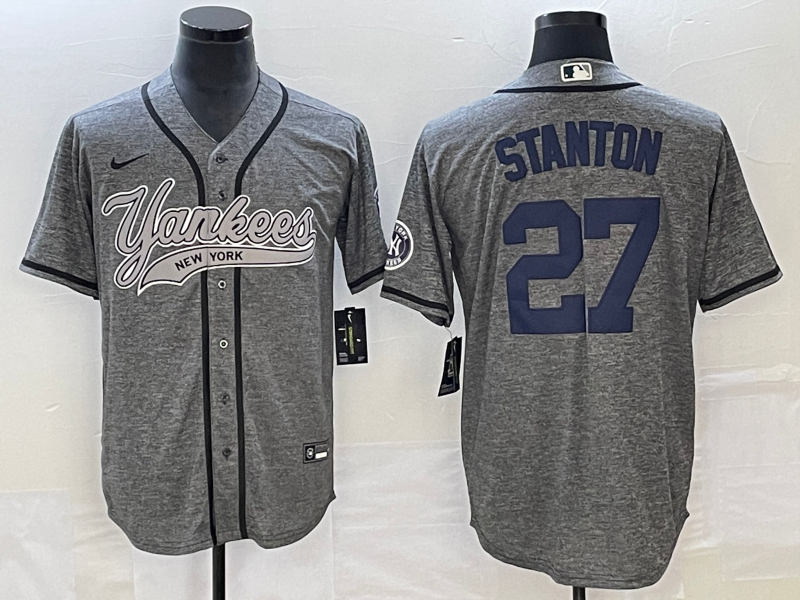 Men's New York Yankees Giancarlo Stanton Gray Game Jersey Joint Edition