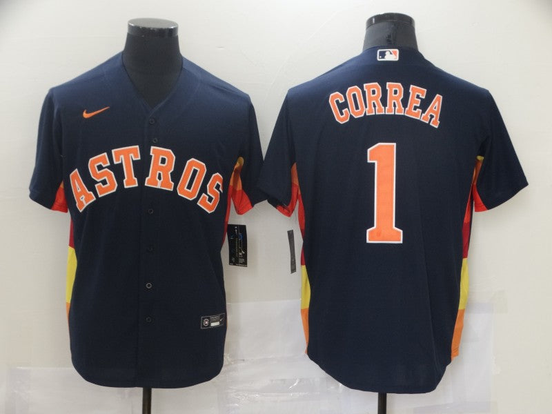 Men's Houston Astros Carlos Correa Navy Alternate Replica Player Name Jersey