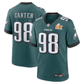 Men's Philadelphia Eagles Jalen Carter Midnight Green Super Bowl LIX Game Player Jersey