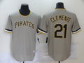 Men's Pittsburgh Pirates Roberto Clemente Gray Road Cooperstown Collection Player Jersey