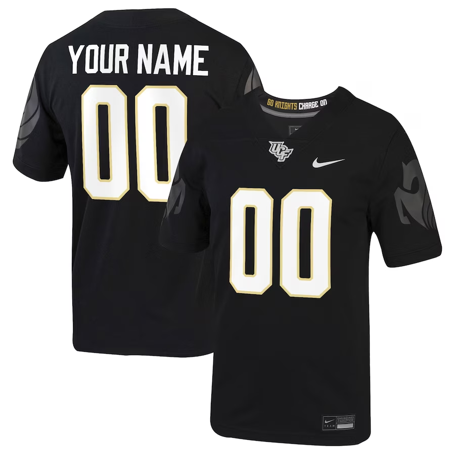 Men's UCF Knights Black Football Custom Game Jersey
