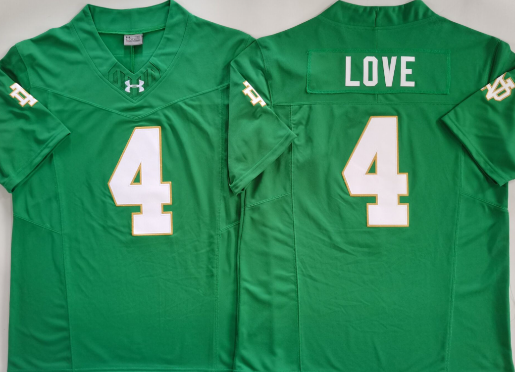 Men's Norte Dame Fighting Irish Jeremiyah Love Green Game Jersey