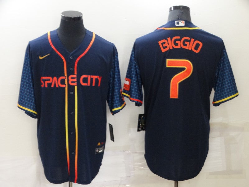 Men's Houston Astros Craig Biggio Navy Space City Jersey