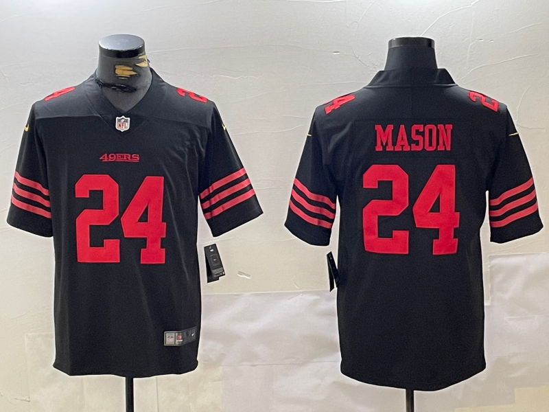 Men's San Francisco 49ers Jordan Mason Black Player Game Jersey