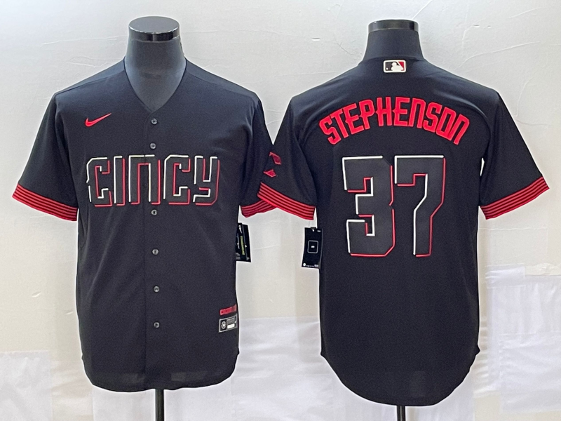 Men's Cincinnati Reds Tyler Stephenson Black 2023 City Connect Replica Player Jersey