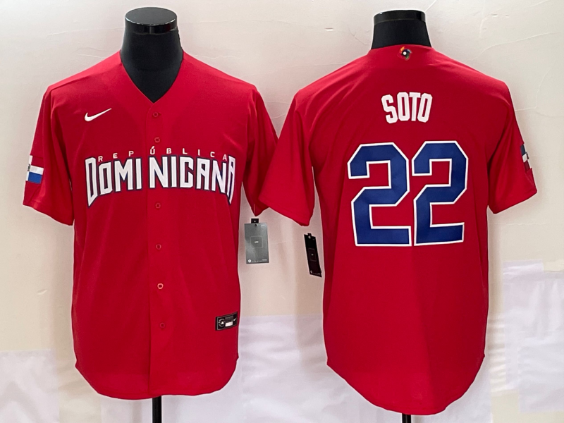 Men's 2023 World Baseball Classic Juan Soto Dominican Republic Red Jersey