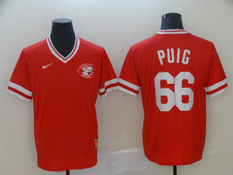 Men's Cincinnati Reds Yasiel Puig Red Stitched Jersey