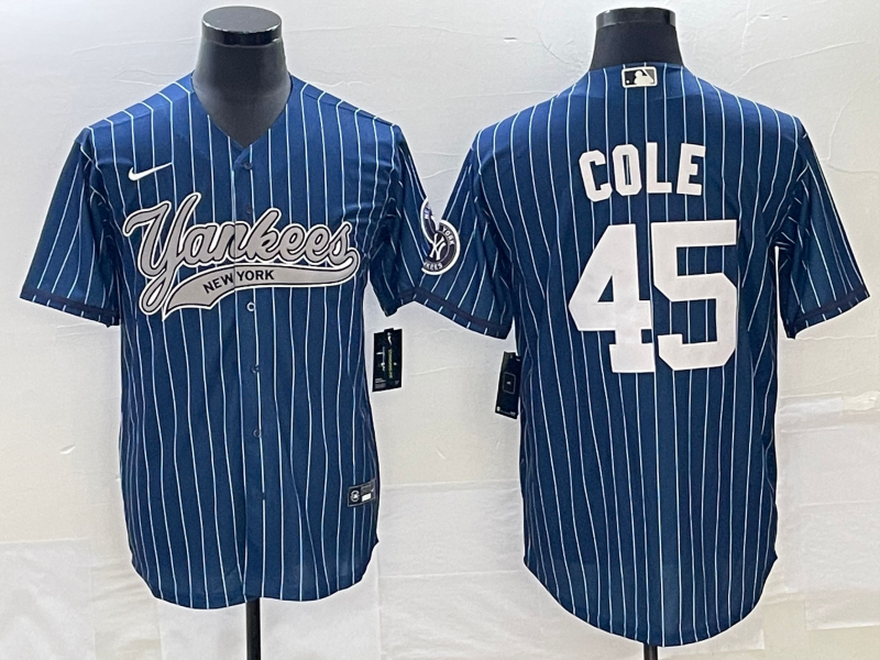 Men's New York Yankees Gerrit Cole Blue Player Jersey Joint Edition