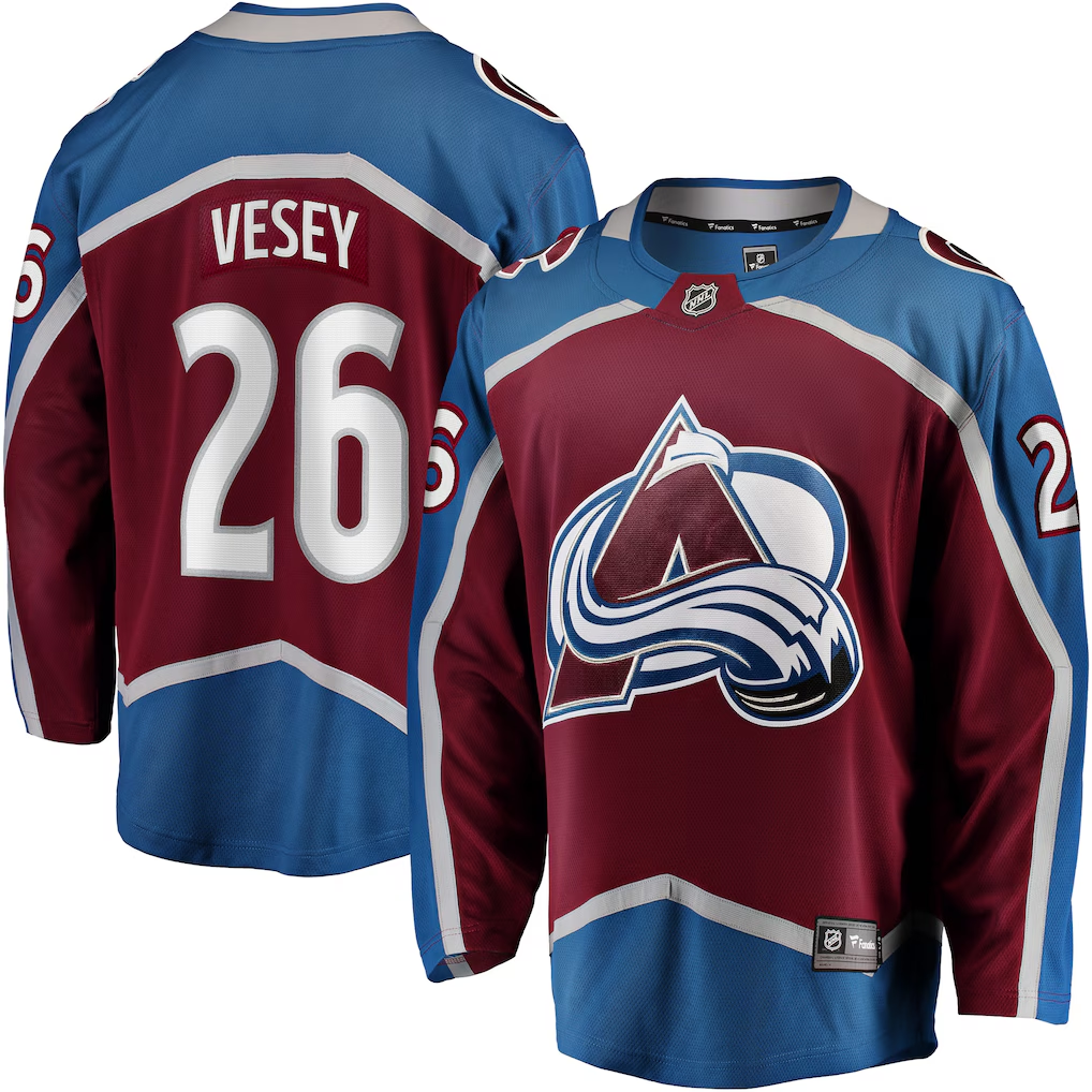 Men's Colorado Avalanche Jimmy Vesey Fanatics Burgundy Home Breakaway Jersey