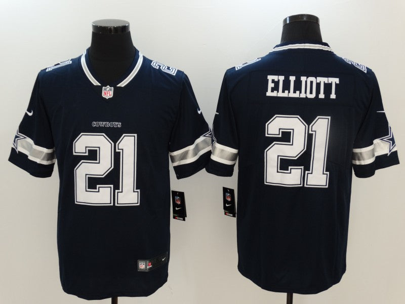 Men's Dallas Cowboys Ezekiel Elliott Navy Game Player Jersey