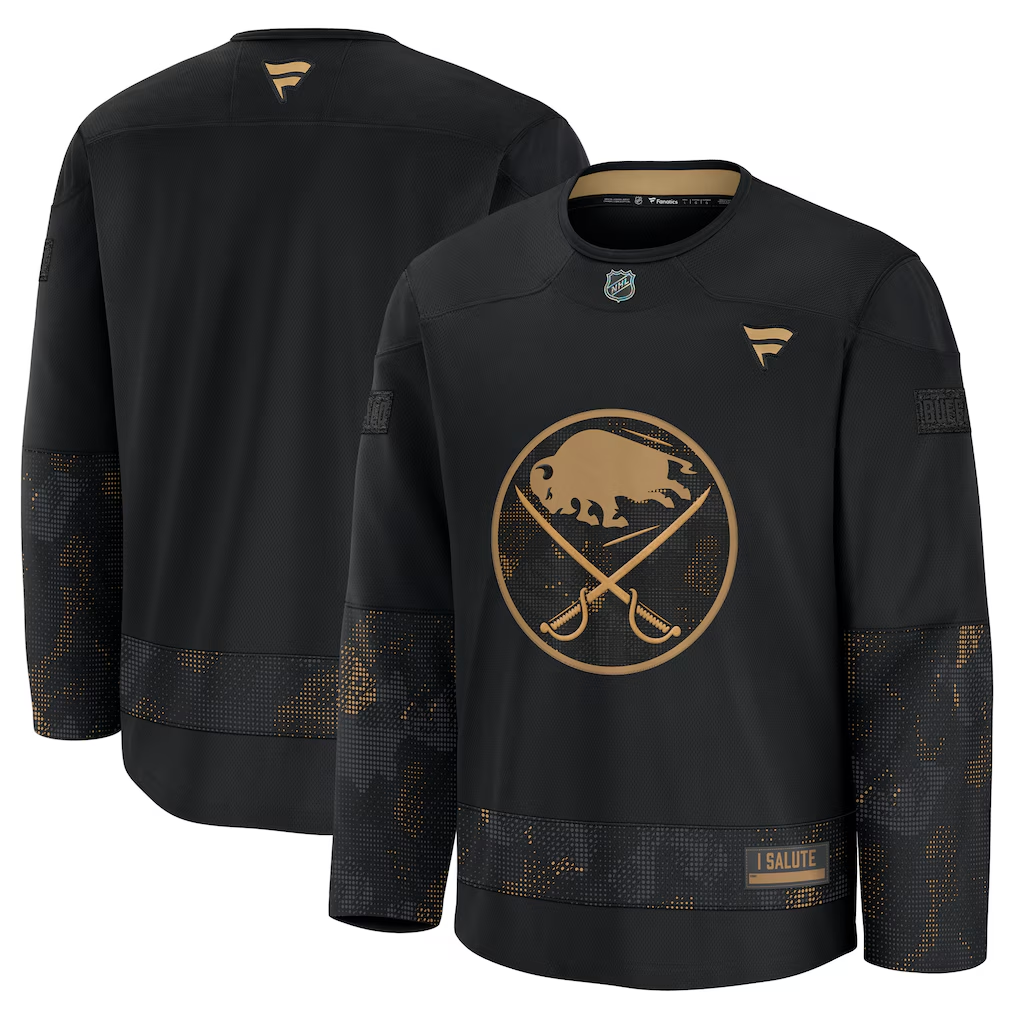 Men's Buffalo Sabres Fanatics Black 2024 Military Appreciation Practice Blank Jersey