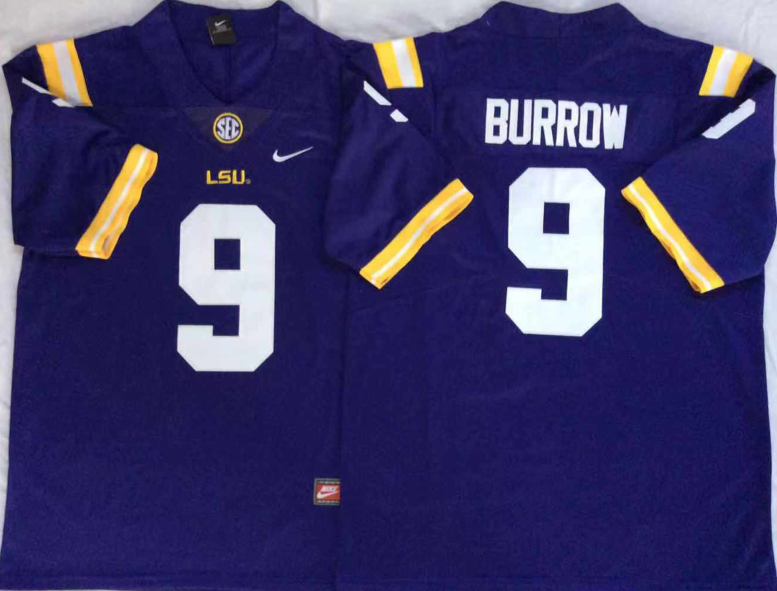 Men's LSU Tigers Joe Burrow Purple Player Game Jersey