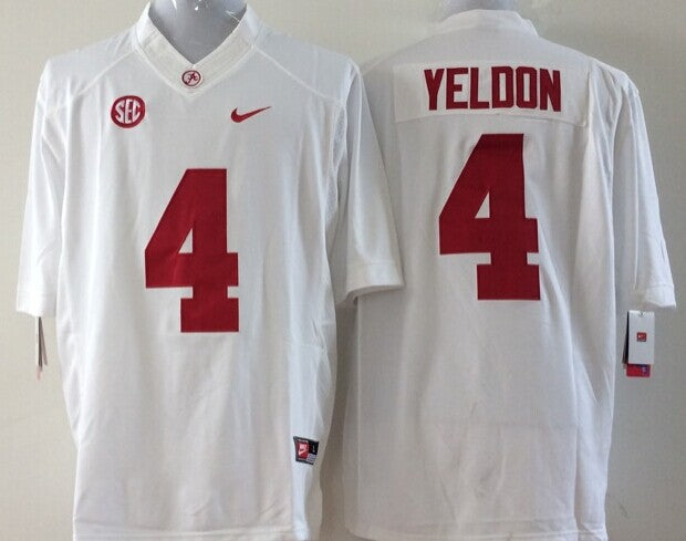 Men's Alabama Crimson Tide T. J. Yeldon White Player Game Jersey