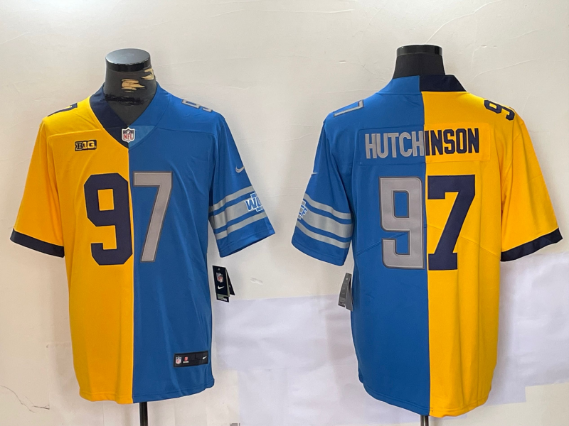 Men's Detroit Lions Aidan Hutchinson Yellow/Blue Game Jersey