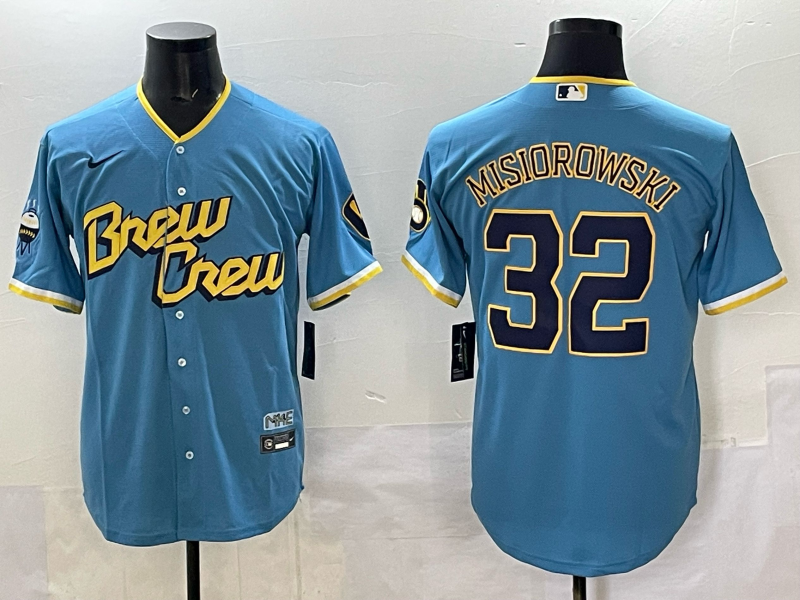 Men's Milwaukee Brewers Jacob Misiorowski Powder Blue City Connect Replica Player Jersey