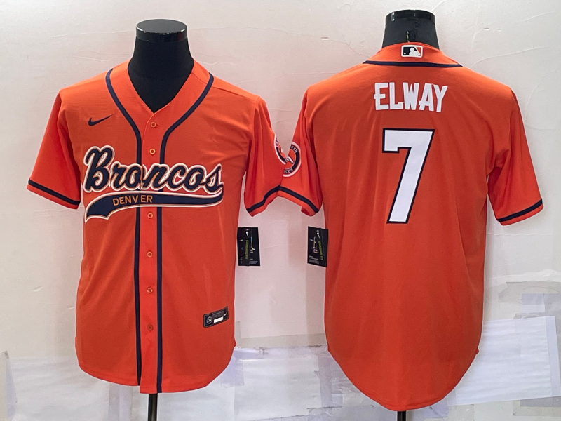 Men's Denver Broncos John Elway Orange Game Jersey Joint Edition