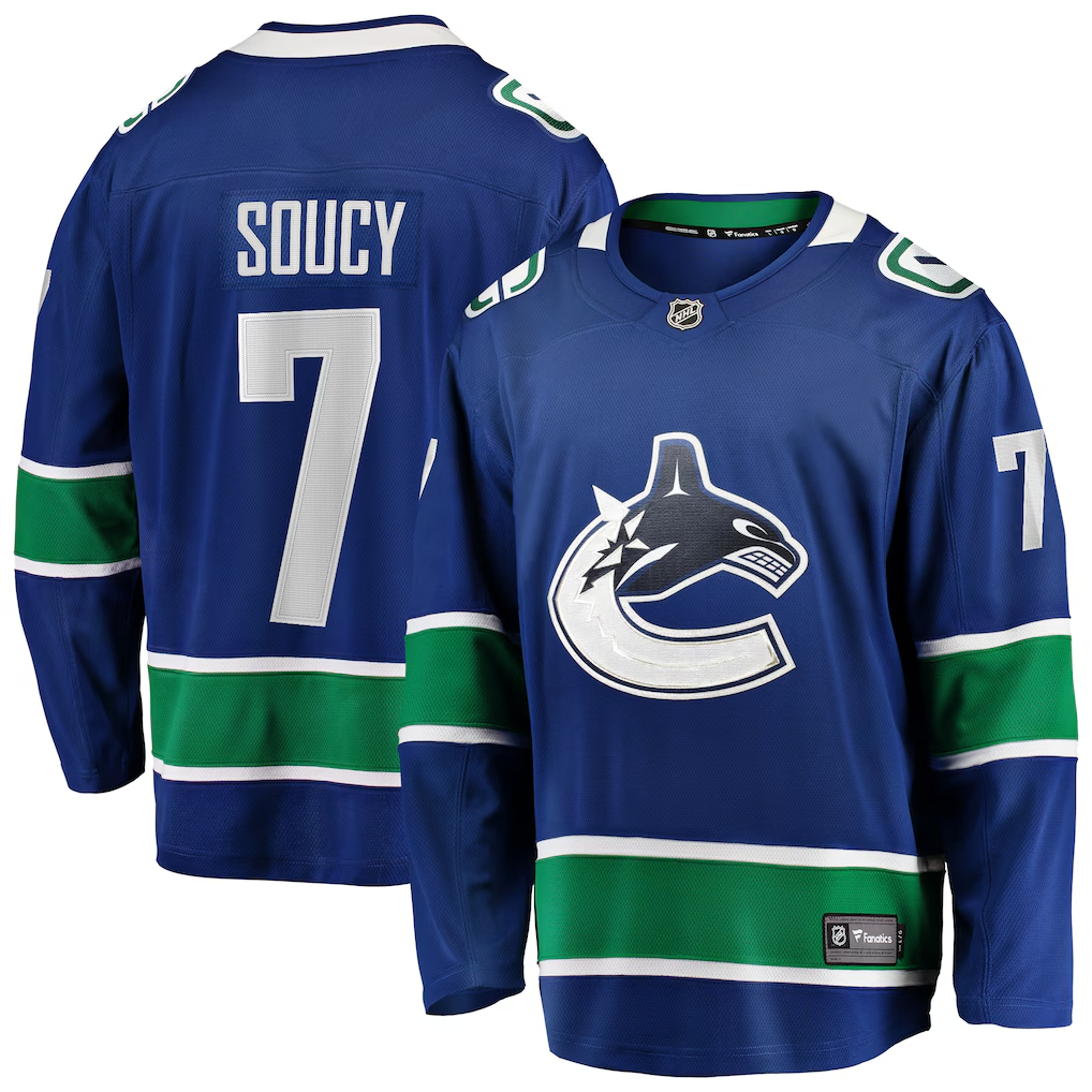 Men's Vancouver Canucks Carson Soucy Fanatics Blue Home Breakaway Player Jersey