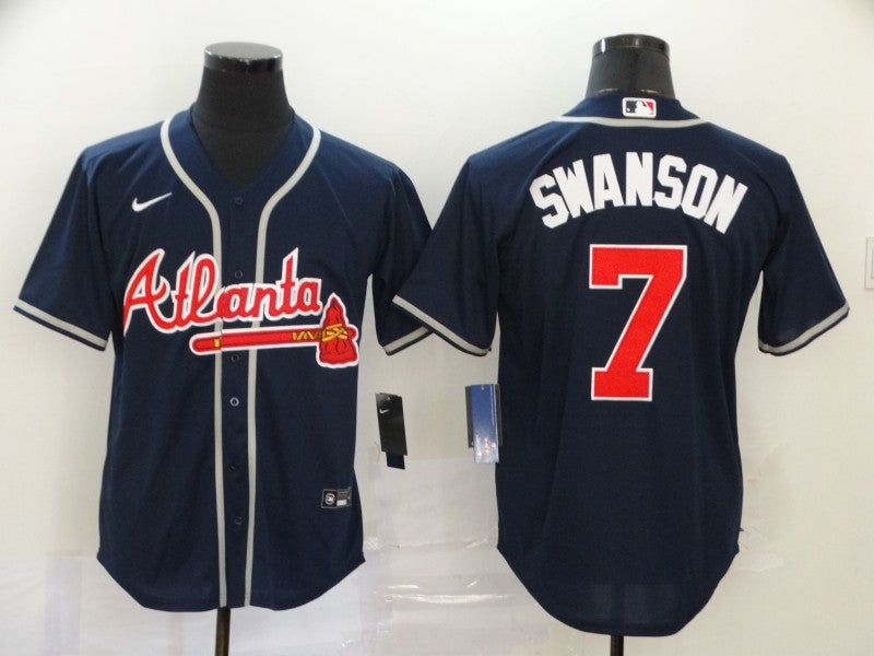 Men's Atlanta Braves Dansby Swanson Navy Replica Player Jersey