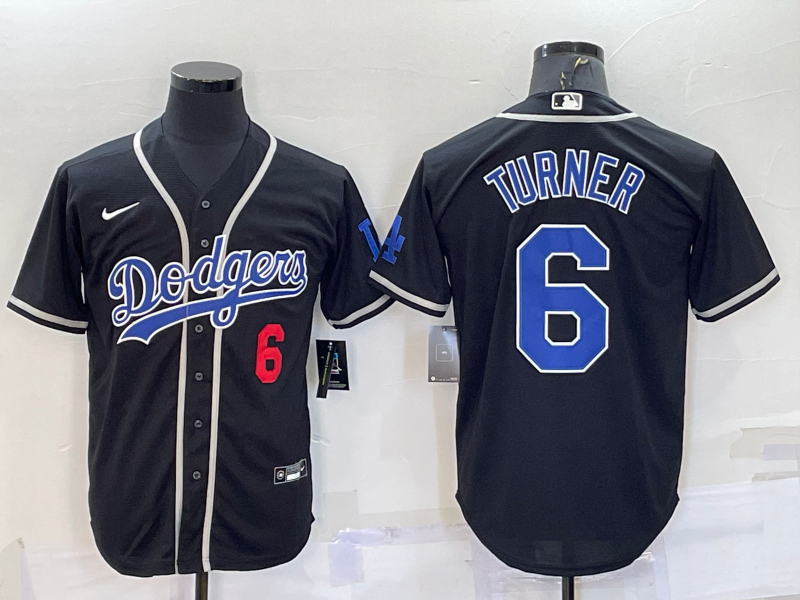 Men's Los Angeles Dodgers Trea Turner Black Fashion Stitched Jersey