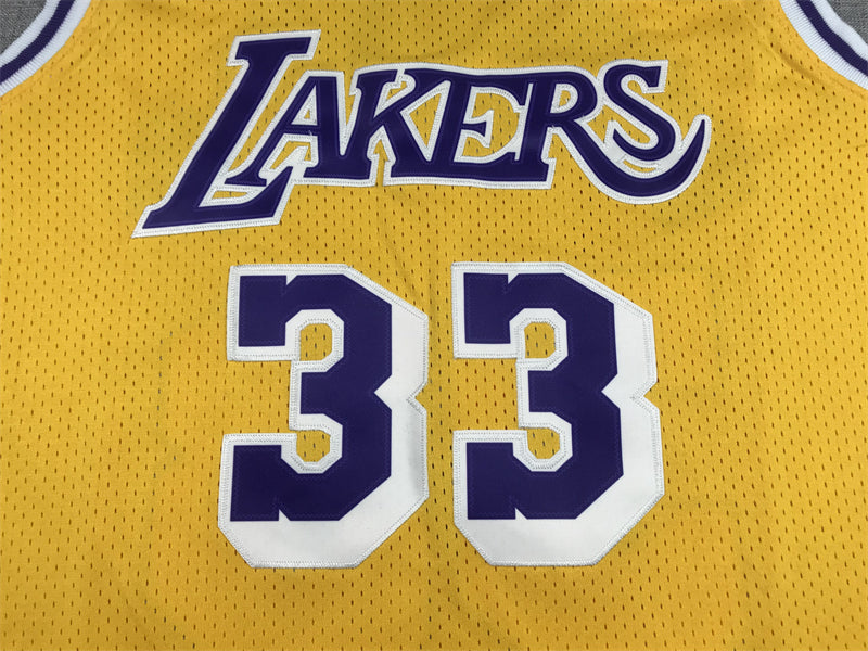 Men's Los Angeles Lakers Kareem Abdul-Jabbar Gold Hardwood Classics Jersey