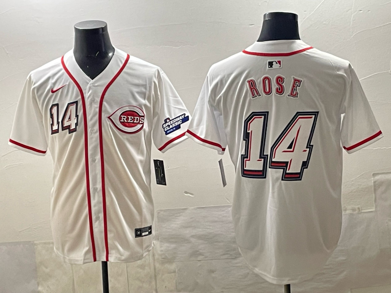 Men's Cincinnati Reds Pete Rose White 2025 MLB Speedway Classic Home Replica Jersey
