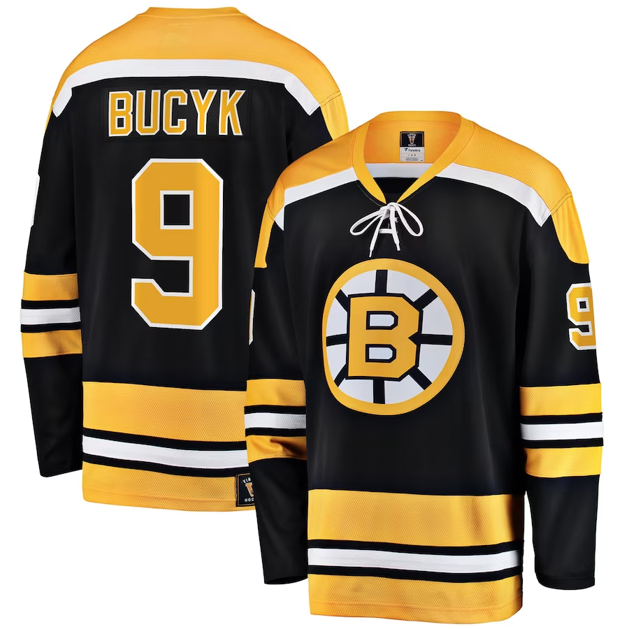 Men's Boston Bruins Johnny Bucyk Black Replica Player Jersey