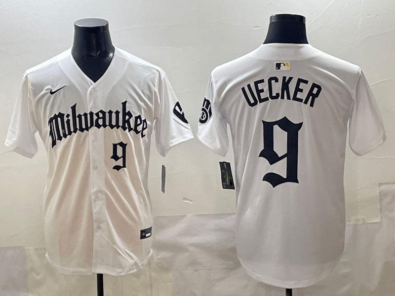 Men's Milwaukee Brewers Bob Uecker White Replica Player Jersey