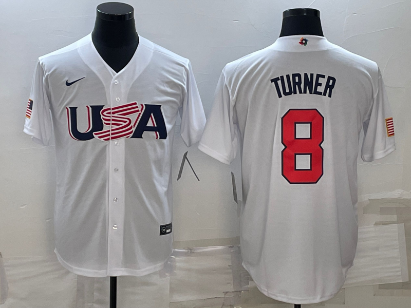 Men's 2023 World Baseball Classic Trea Turner USA White Jersey