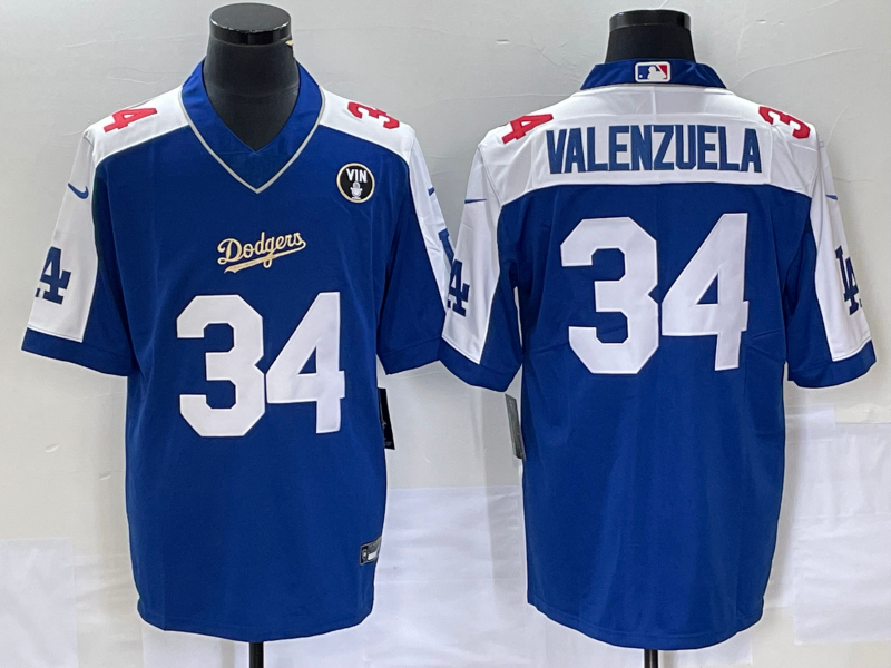 Men's Los Angeles Dodgers Fernando Valenzuela Blue Alternate Player Jersey