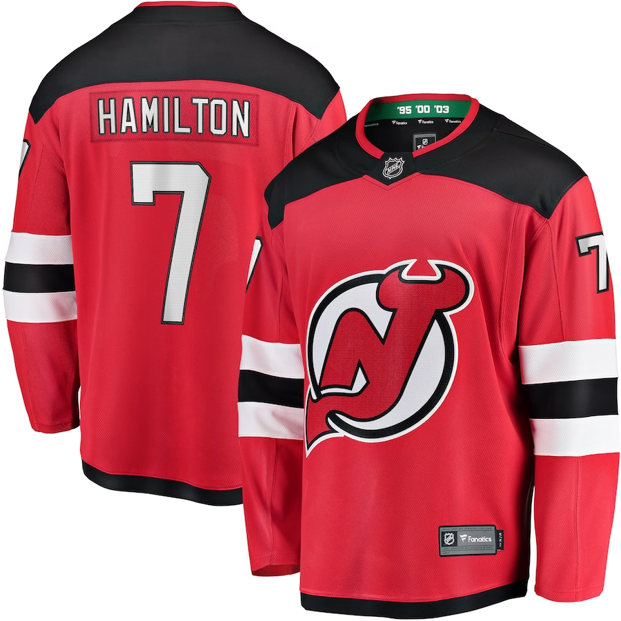 Men's New Jersey Devils Dougie Hamilton Red Player Game Jersey