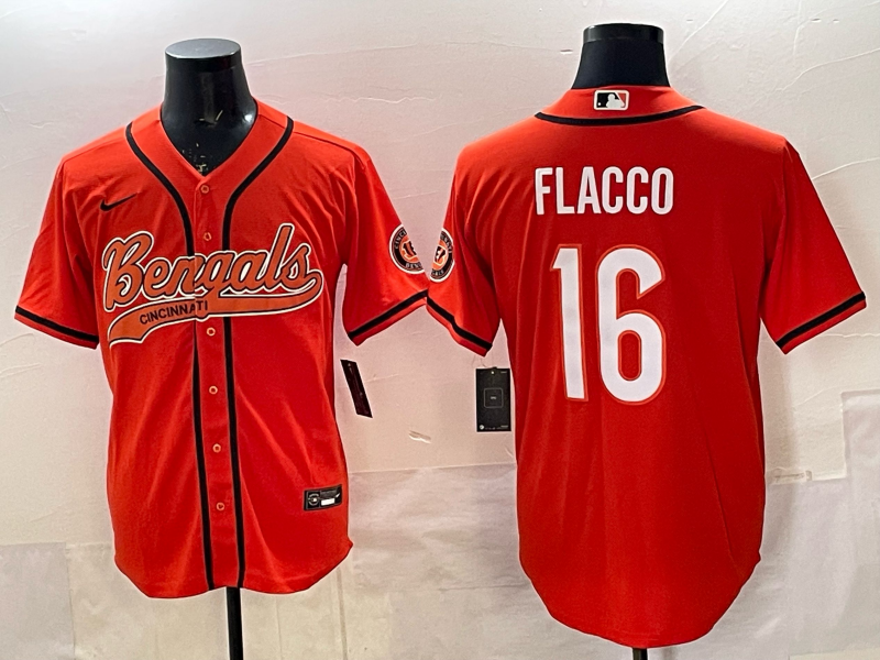 Men's Cincinnati Bengals Joe Flacco Orange Team Game Jersey