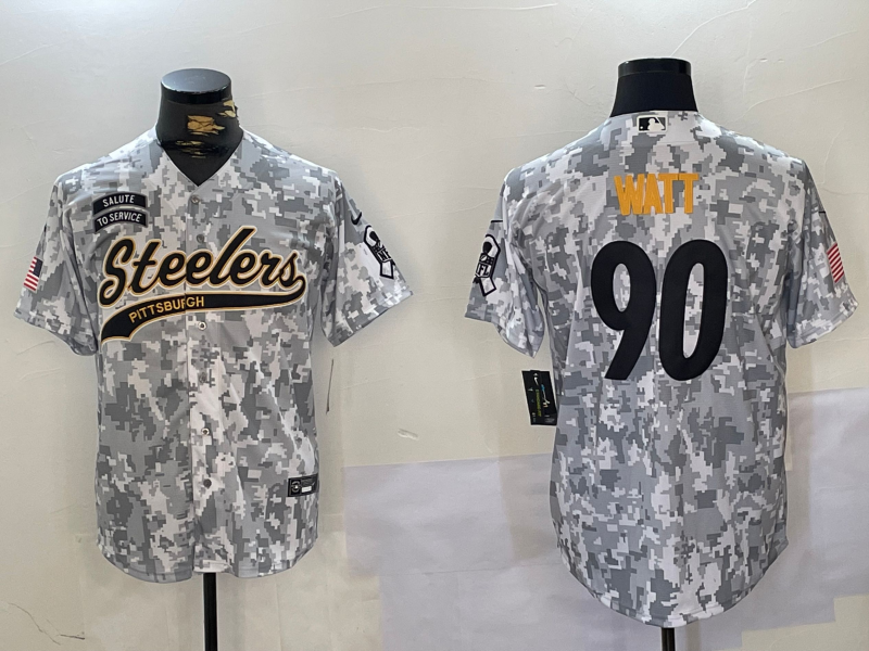 Men's Pittsburgh Steelers T.J. Watt Arctic Camo Salute to Service Limited Jersey