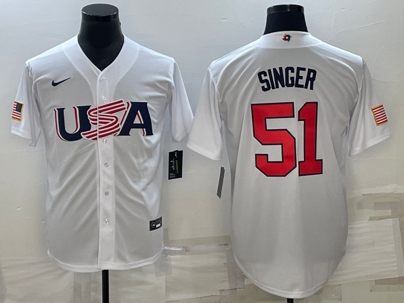 Men's 2023 World Baseball Classic Brady Singer USA White Jersey