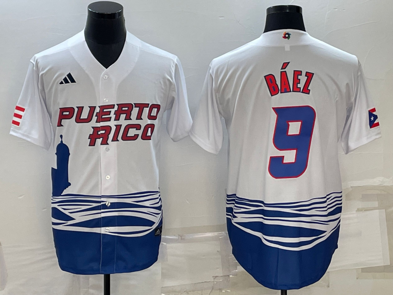 Men's 2023 World Baseball Classic Javier Baez Puerto Rico White Jersey