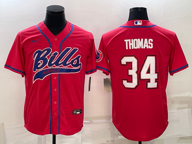 Men's Buffalo Bills Thurman Thomas Red Game Jersey Joint Edition