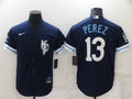 Men's Kansas City Royals Salvador Perez Navy Replica Baseball Jersey