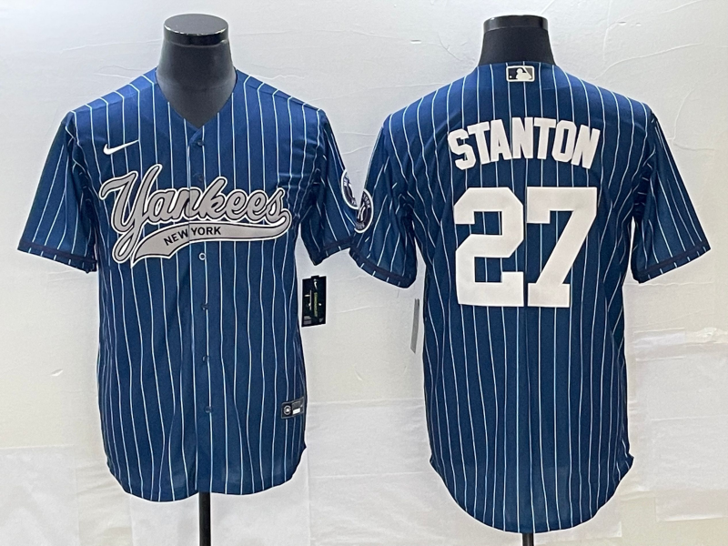 Men's New York Yankees Giancarlo Stanton Blue Player Jersey Joint Edition