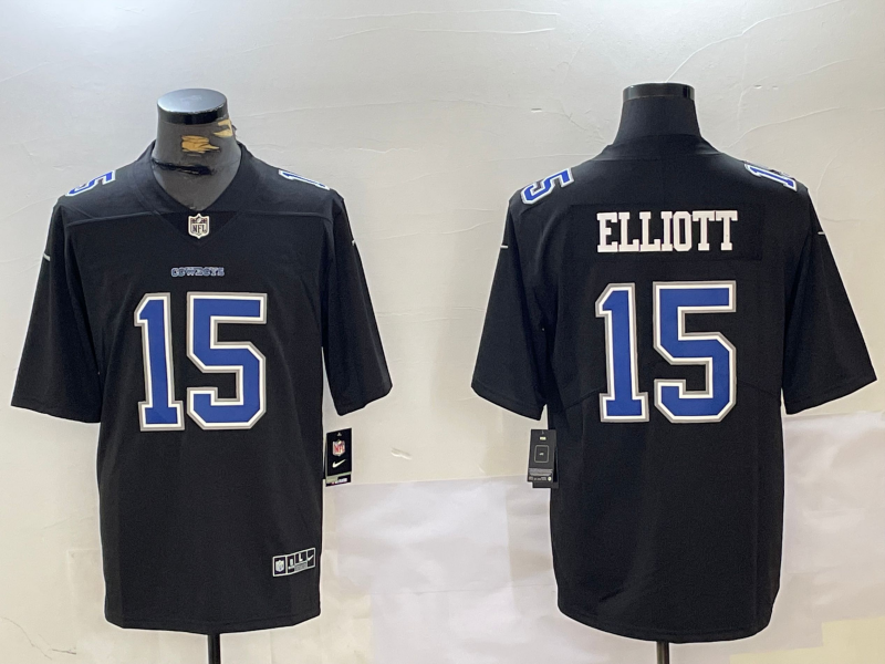 Men's Dallas Cowboys Ezekiel Elliott Carbon Black Fashion Game Jersey