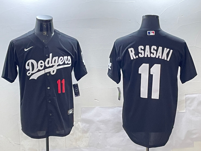 Men's Los Angeles Dodgers Roki Sasaki Black Replica Player Jersey