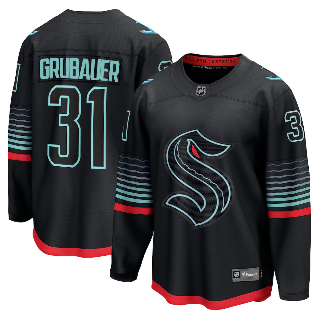 Men's Seattle Kraken Philipp Grubauer Fanatics Black Alternate Premium Jersey