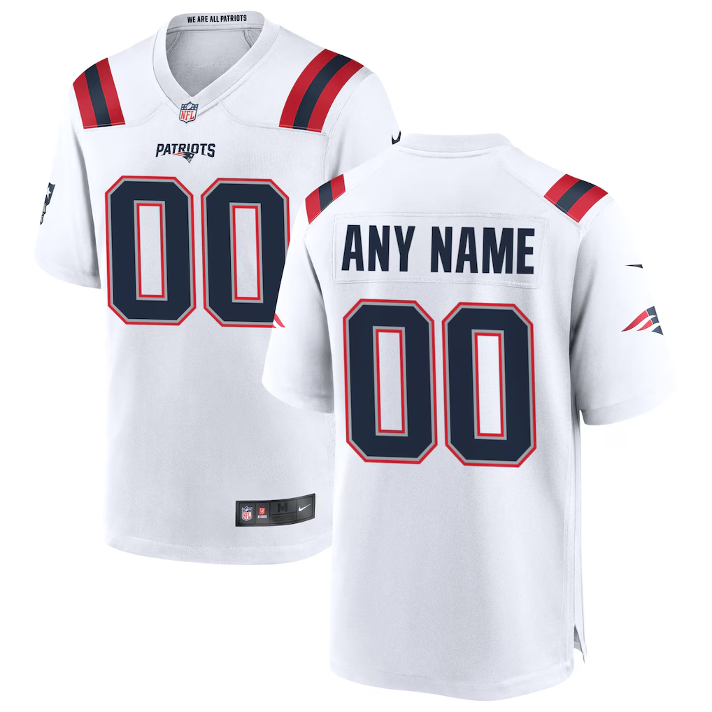 Men's New England Patriots White Custom Game Jersey