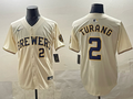 Men's Milwaukee Brewers Brice Turang Cream Home Replica Player Jersey