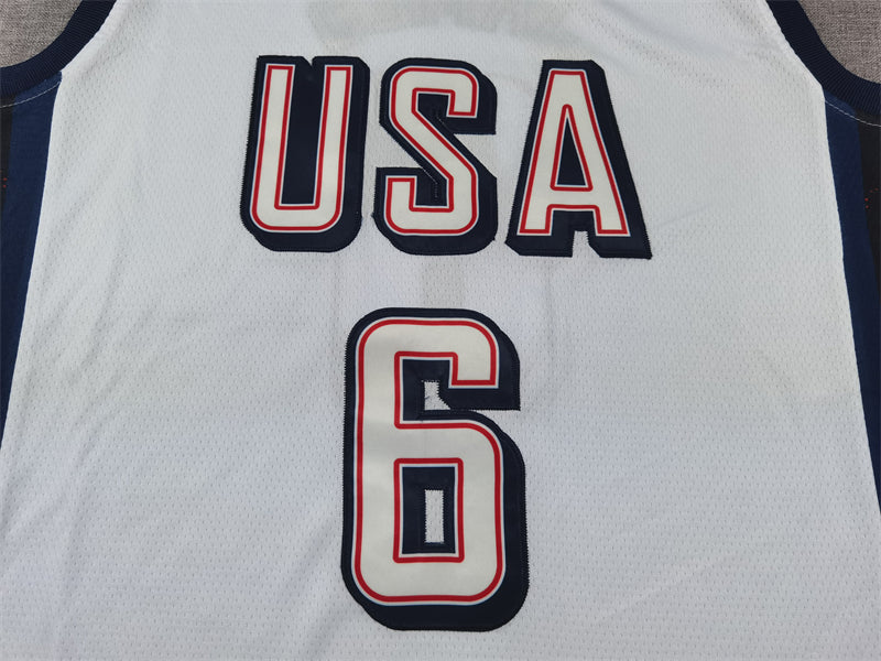Men's 2024 USA Dream Team LeBron James White Authentic Player Jersey