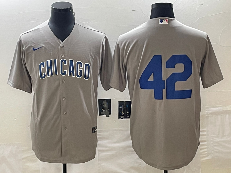 Men's Chicago Cubs Gray Road 2024 Jackie Robinson Day Elite Jersey