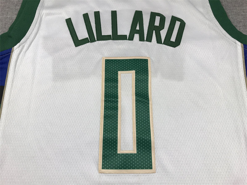 Men's Milwaukee Bucks Damian Lillard White Fast Break Player Jersey - Association Edition