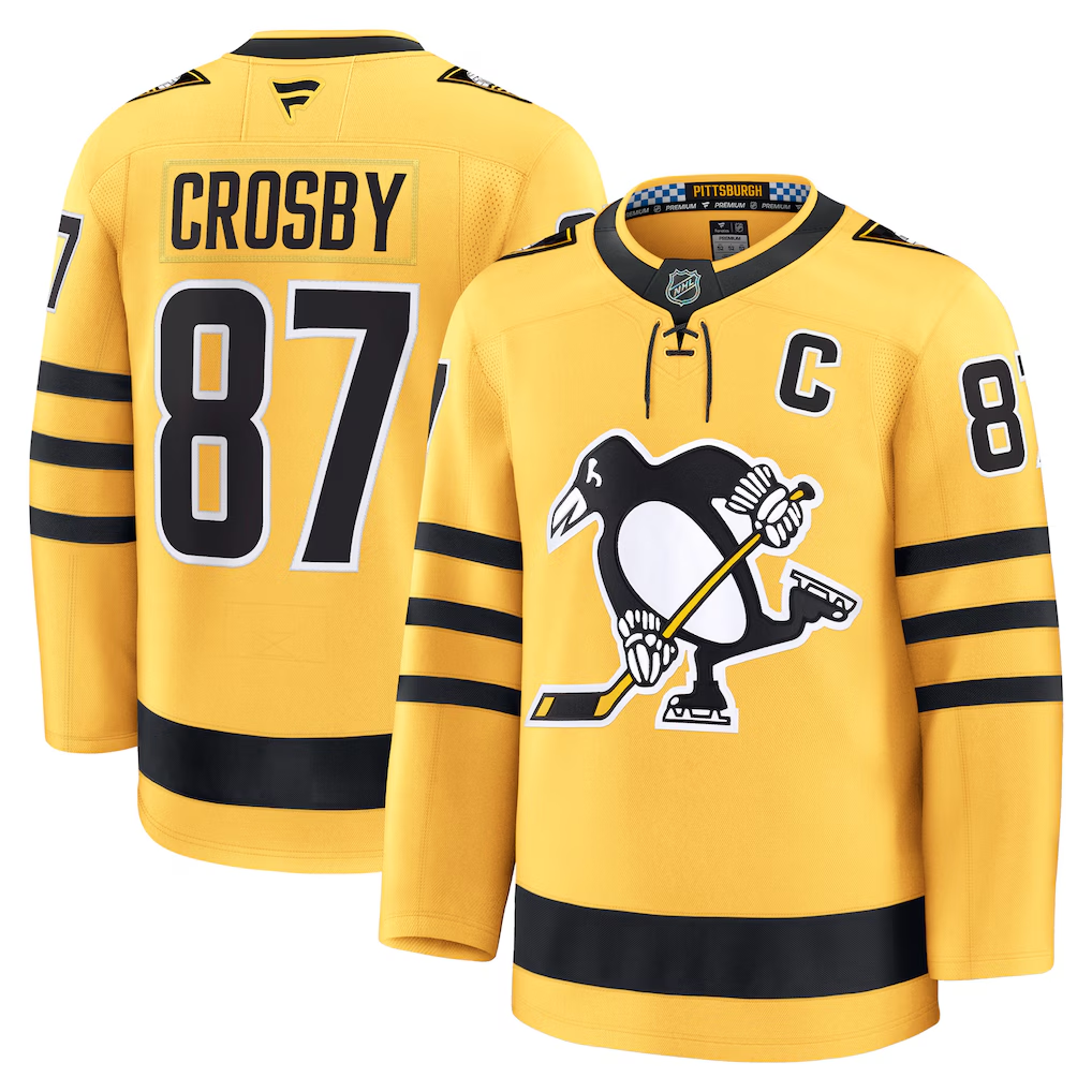 Men's Pittsburgh Penguins Sidney Crosby Fanatics Gold Alternate Premium Player Jersey