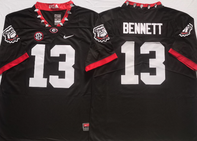 Men's Georgia Bulldogs Stetson Bennett Black Player Game Jersey